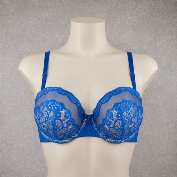 Wacoal Other - Wacoal Bra Womens 36D Blue Lace T-Shirt Underwire Padded Molded Lined Floral